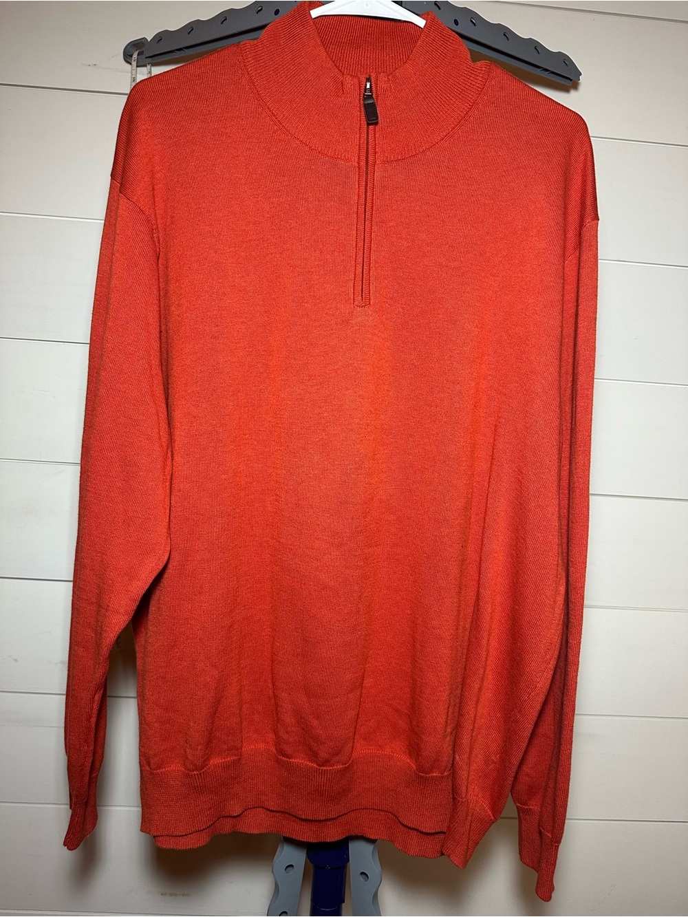 #113 Men's Orange Half-Zip Sweater